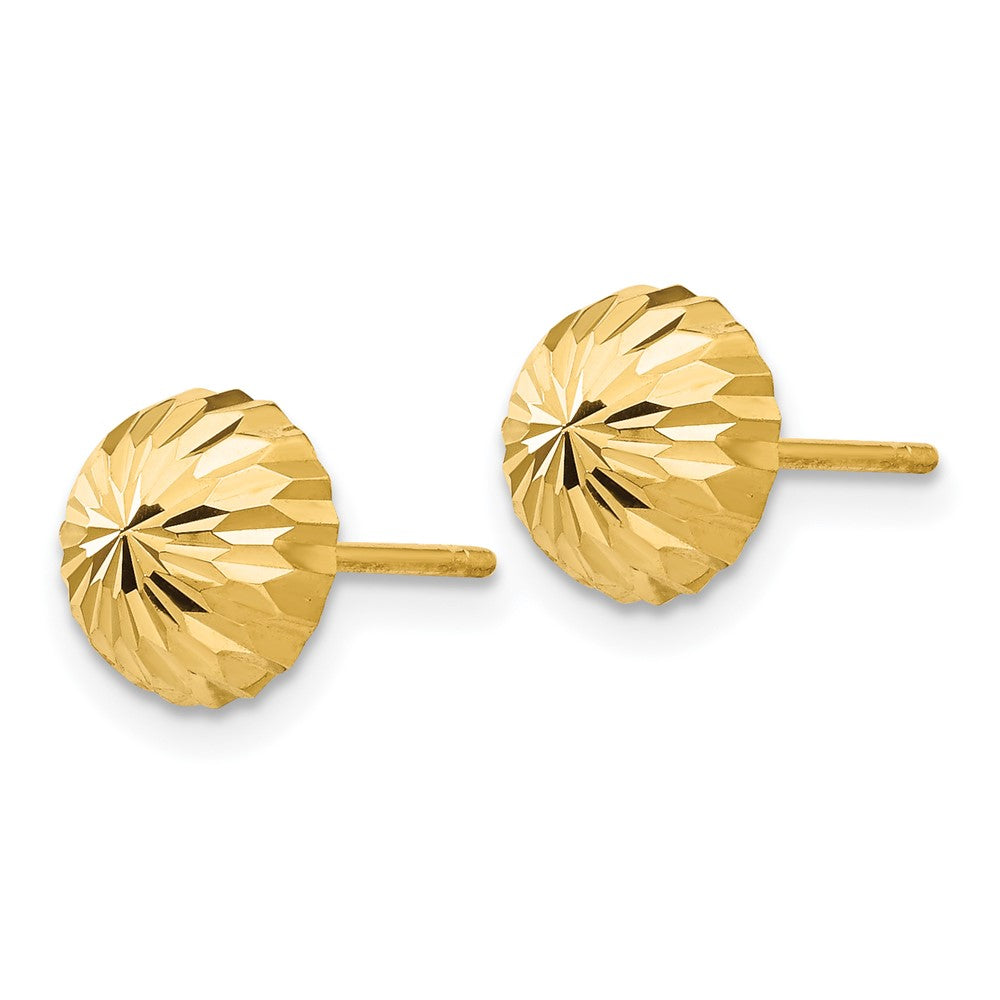 14K Gelbgold Diamantiert 8mm Gewölbt Ohrstecker