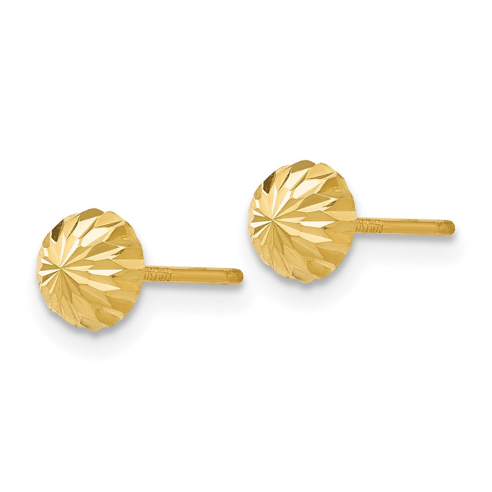 14K Gelbgold Diamantiert 5mm Gewölbt Ohrstecker
