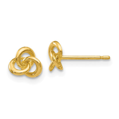 14K Gelbgold Poliert Dreifaltigkeit Knoten Ohrstecker