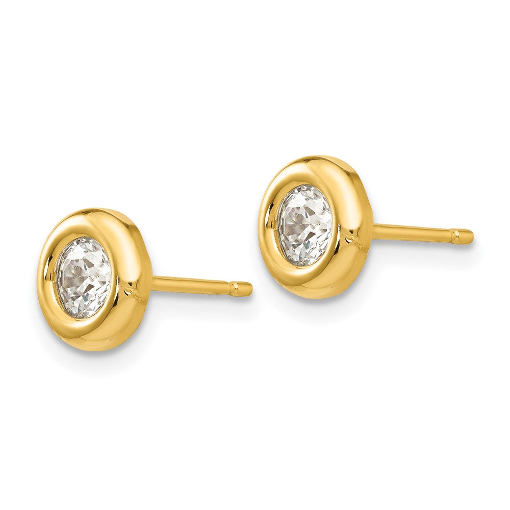 14K Gelbgold Poliert Zirkonia Fantasie Ohrstecker