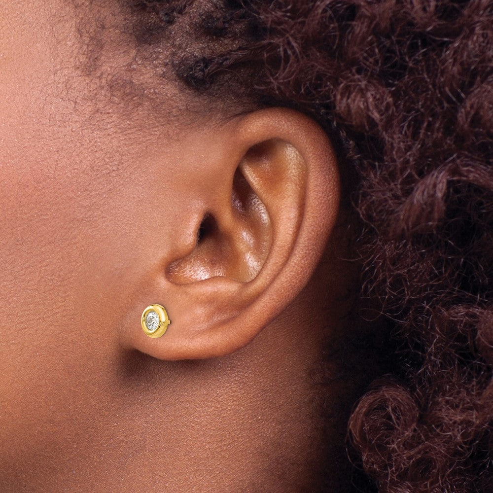 14K Gelbgold Poliert Zirkonia Fantasie Ohrstecker