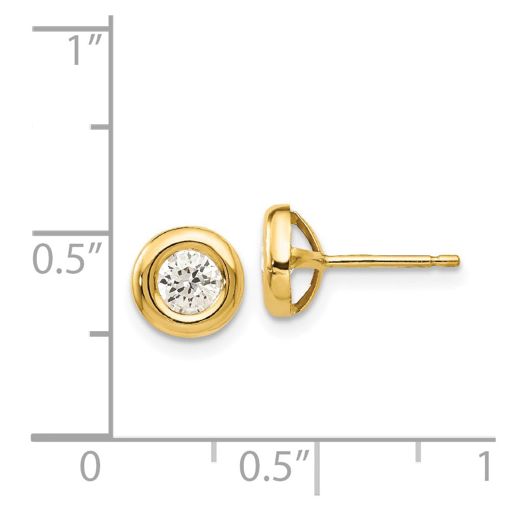 14K Gelbgold Poliert Zirkonia Fantasie Ohrstecker