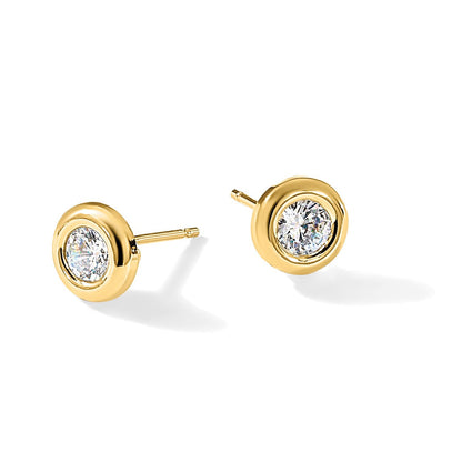 14K Gelbgold Poliert Zirkonia Fantasie Ohrstecker