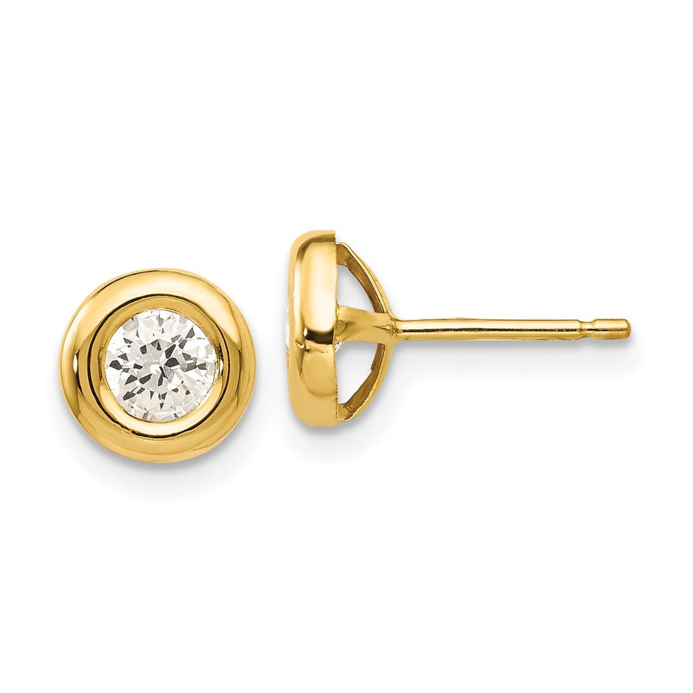 14K Gelbgold Poliert Zirkonia Fantasie Ohrstecker