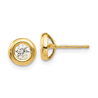 14K Gelbgold Poliert Zirkonia Fantasie Ohrstecker