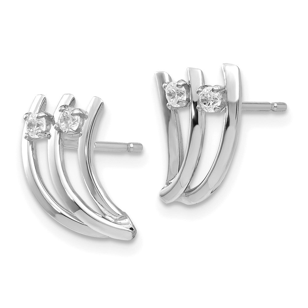 14K Weißgold Poliert Fantasie Zirkonia Ohrstecker