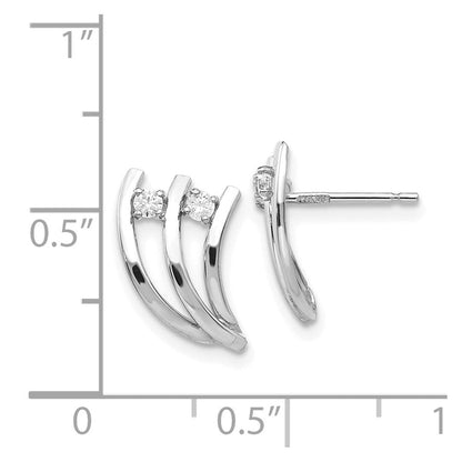 14K Weißgold Poliert Fantasie Zirkonia Ohrstecker