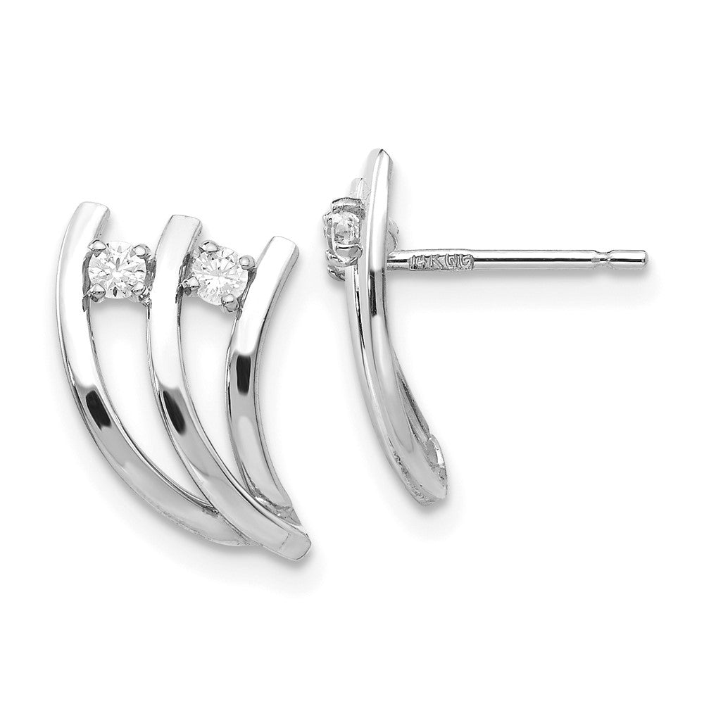 14K Weißgold Poliert Fantasie Zirkonia Ohrstecker