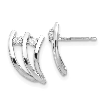 14K Weißgold Poliert Fantasie Zirkonia Ohrstecker