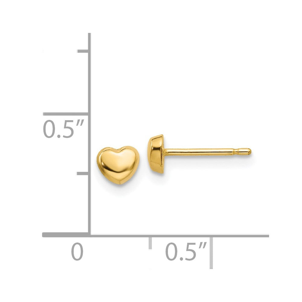 14K Gelbgold Poliert Herz Ohrstecker