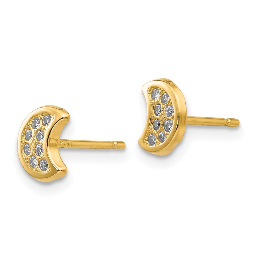 14K Gelbgold Poliert Zirkonia Mond Ohrstecker