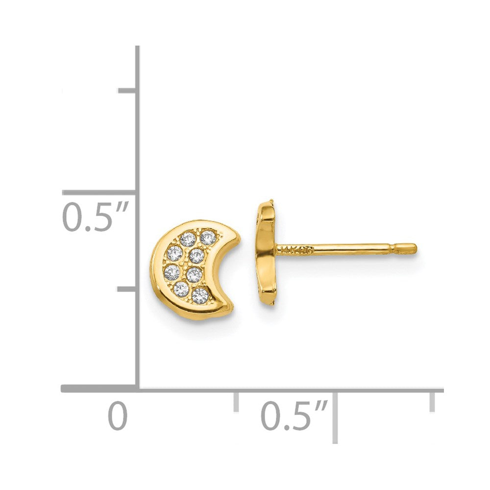 14K Gelbgold Poliert Zirkonia Mond Ohrstecker