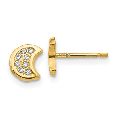 14K Gelbgold Poliert Zirkonia Mond Ohrstecker