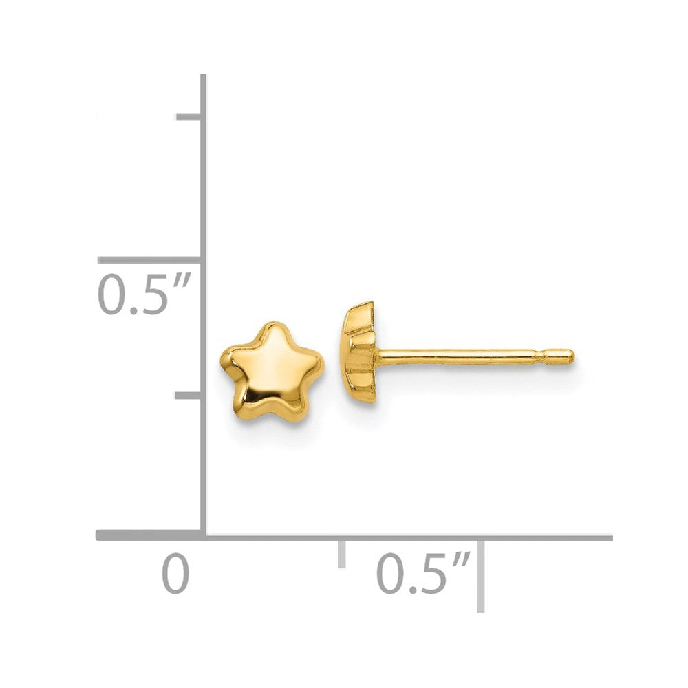 14K Gelbgold Poliert Stern Ohrstecker