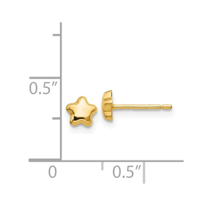 14K Gelbgold Poliert Stern Ohrstecker
