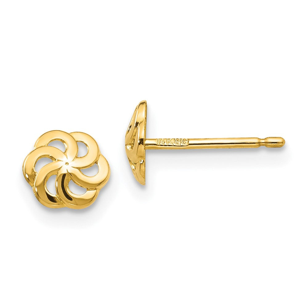 14K Gelbgold Poliert Blume Ohrstecker