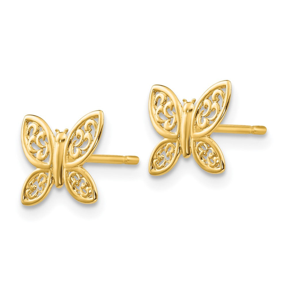 14K Gelbgold Poliert Schmetterling Ohrstecker