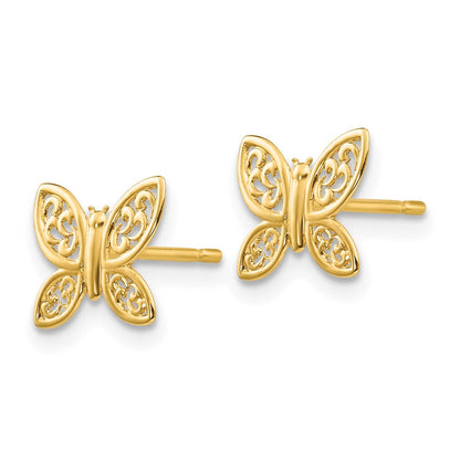 14K Gelbgold Poliert Schmetterling Ohrstecker