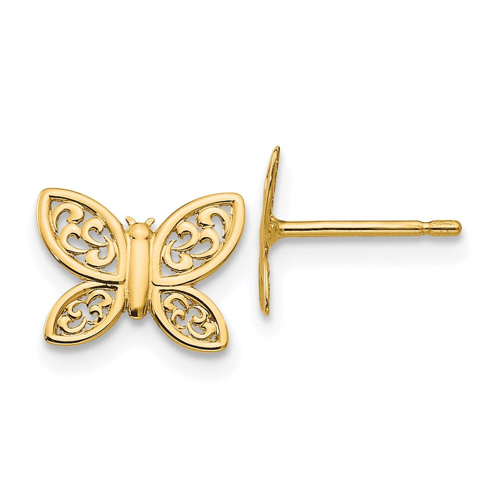 14K Gelbgold Poliert Schmetterling Ohrstecker