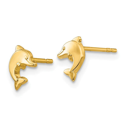 14K Gelbgold Poliert Delfin Ohrstecker