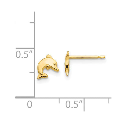 14K Gelbgold Poliert Delfin Ohrstecker