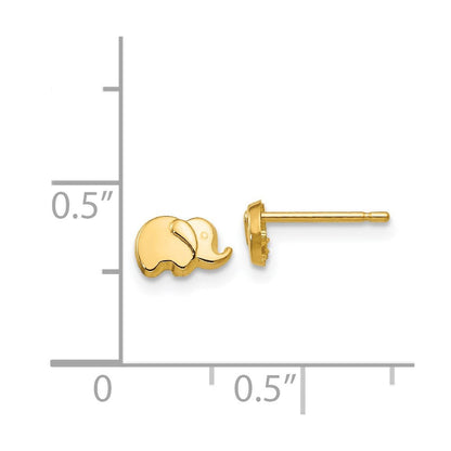 14K Gelbgold Poliert Elefant Ohrstecker