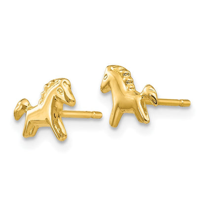14K Gelbgold Poliert Pferd Ohrstecker