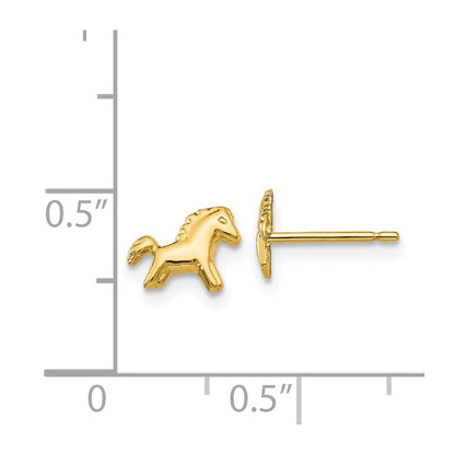 14K Gelbgold Poliert Pferd Ohrstecker