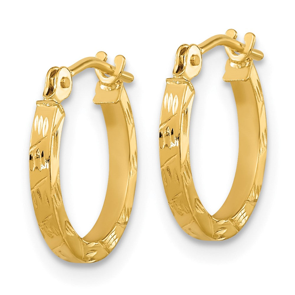 14K Gelbgold Poliert Diamantiert 1.5mm Quadratisch Röhre Creolen