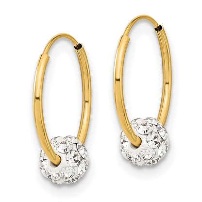 14K Gelbgold Poliert Kristall und Resin Perle Endlos Creolen