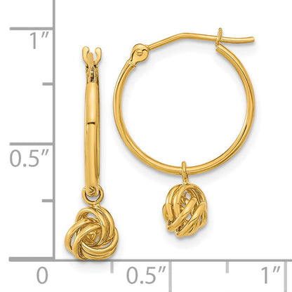 14K Gelbgold Ohrhaenger-Creolen mit poliertem Liebesknoten
