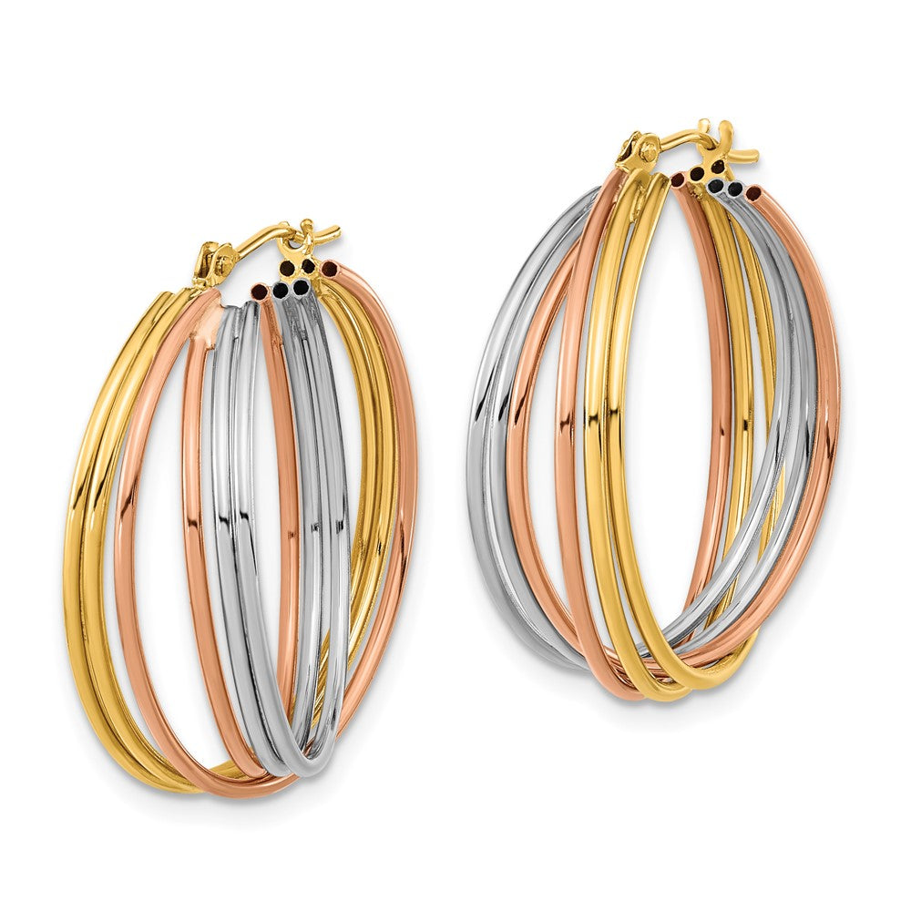14K Tricolor Fantasie Hohl Röhre Creolen