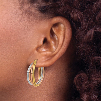 14K Tricolor Fantasie Hohl Röhre Creolen