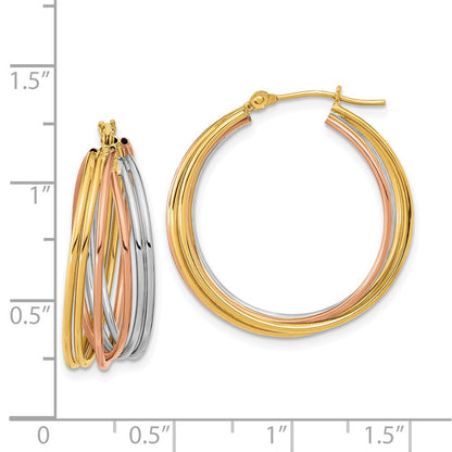 14K Tricolor Fantasie Hohl Röhre Creolen