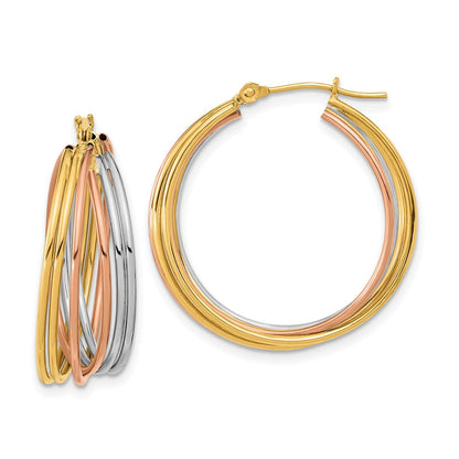 14K Tricolor Fantasie Hohl Röhre Creolen