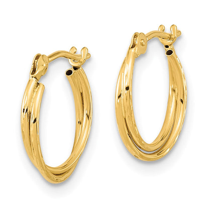 14K Gelbgold Diamantiert Poliert Doppelt Creolen