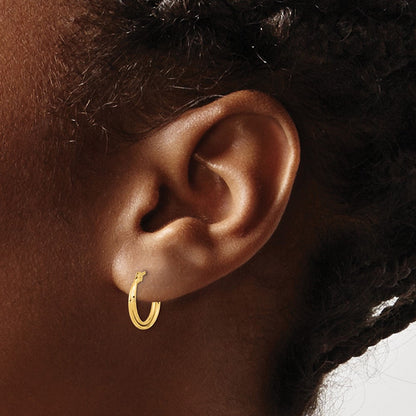 14K Gelbgold Diamantiert Poliert Doppelt Creolen