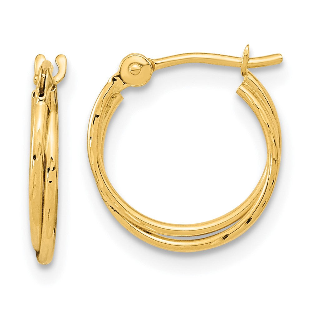 14K Gelbgold Diamantiert Poliert Doppelt Creolen