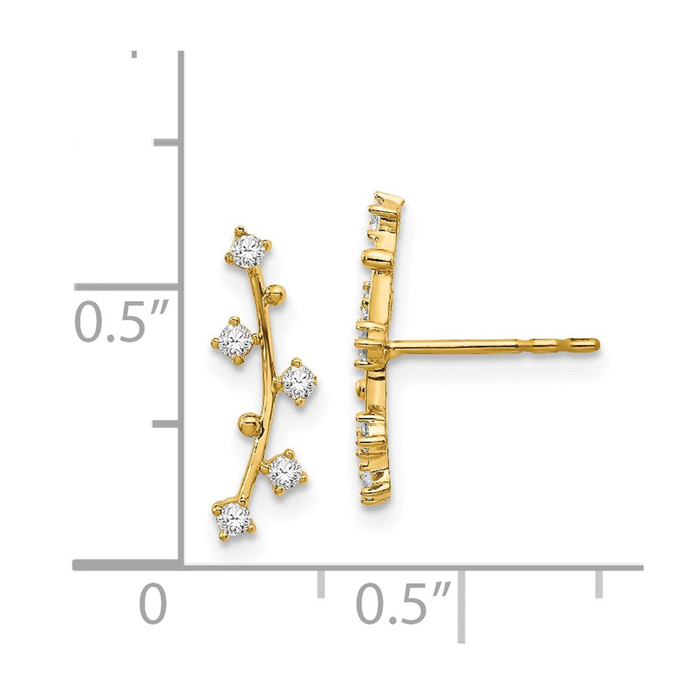 14K Gelbgold Poliert Stab Zirkonia Ohrstecker