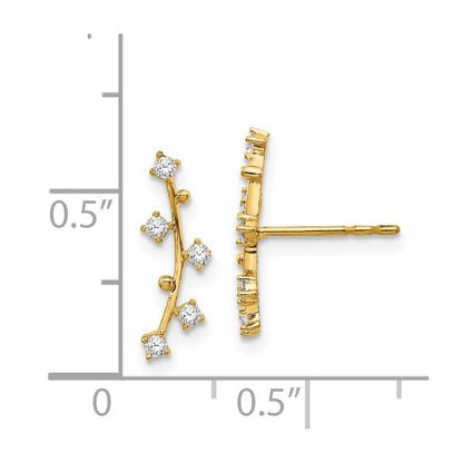 14K Gelbgold Poliert Stab Zirkonia Ohrstecker