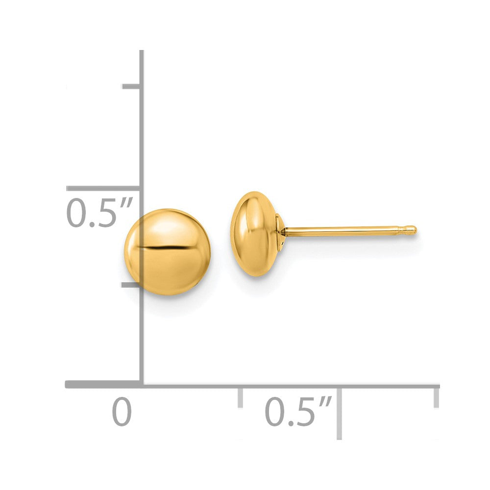 14K Gelbgold Gold Poliert Knopf Ohrstecker