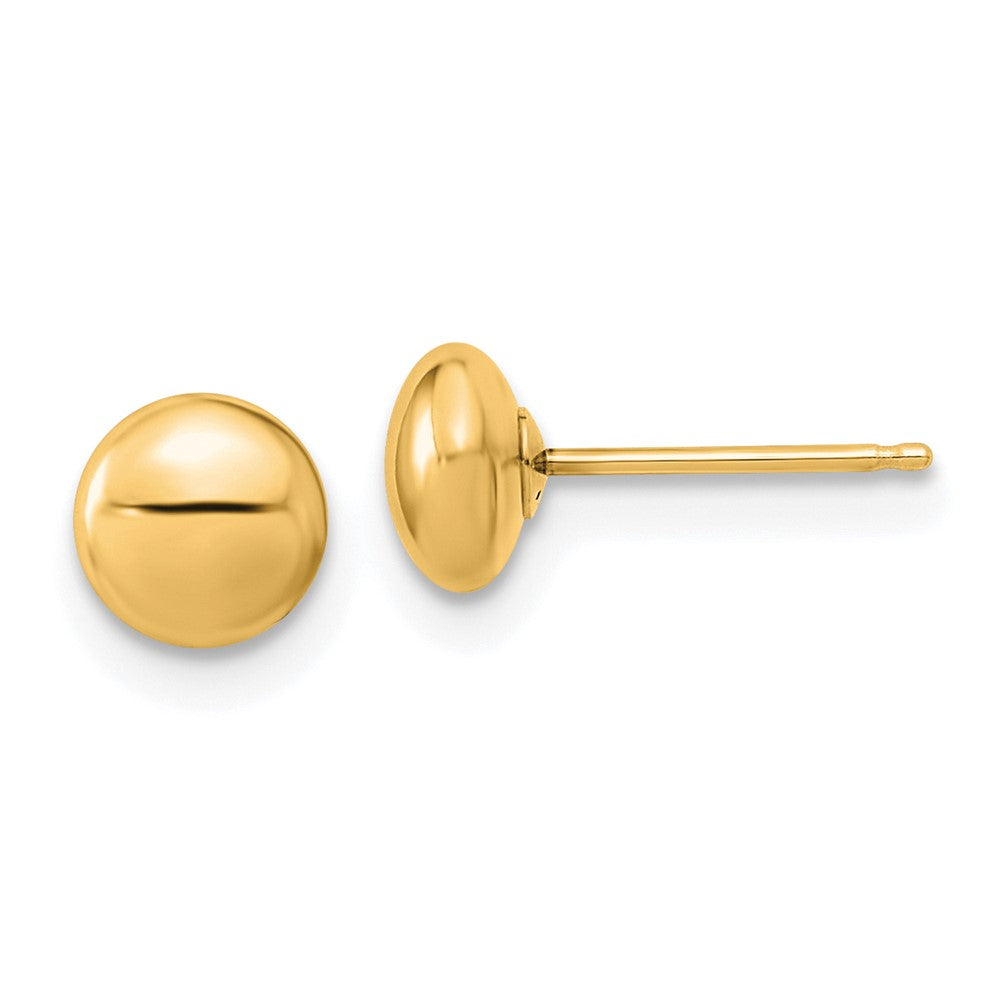 14K Gelbgold Gold Poliert Knopf Ohrstecker