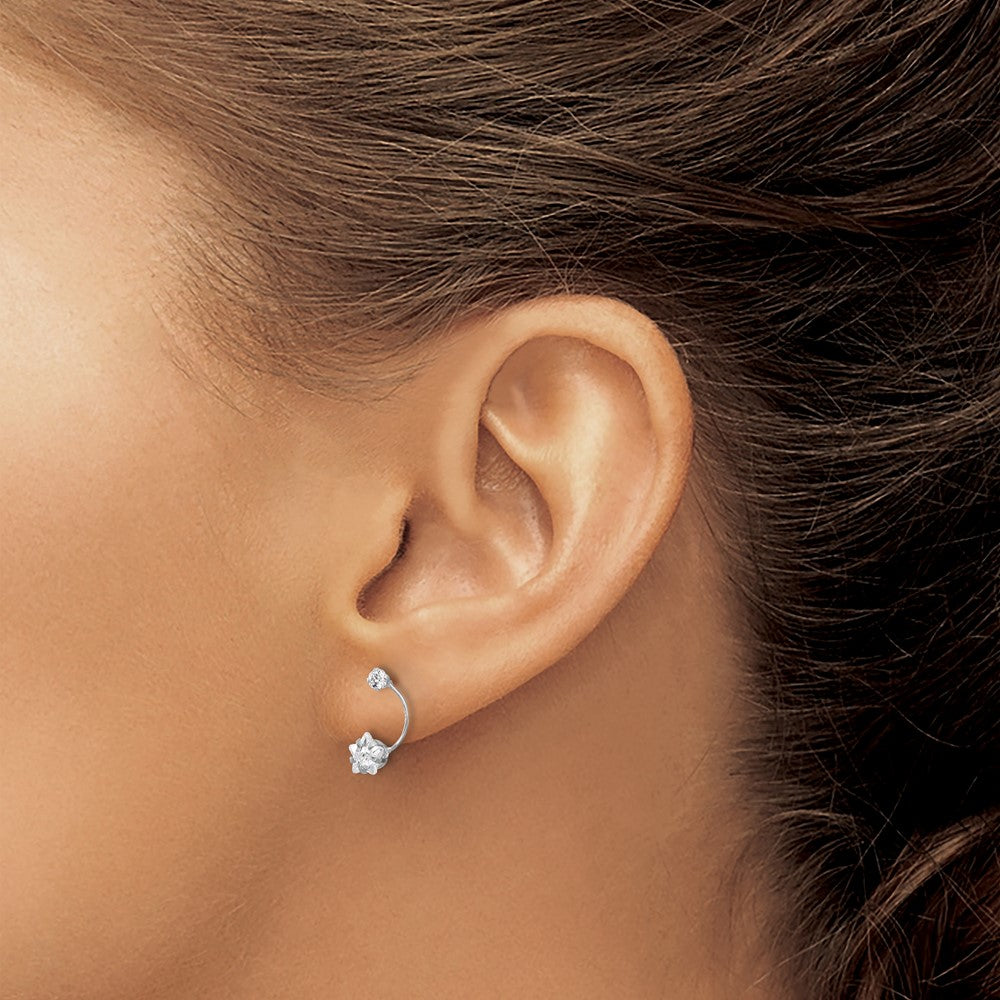 14K Weißgold Poliert Shooting Stern Zirkonia Ohrstecker