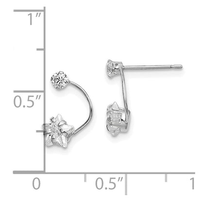 14K Weißgold Poliert Shooting Stern Zirkonia Ohrstecker