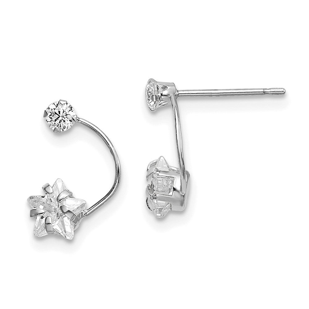 14K Weißgold Poliert Shooting Stern Zirkonia Ohrstecker