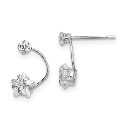 14K Weißgold Poliert Shooting Stern Zirkonia Ohrstecker