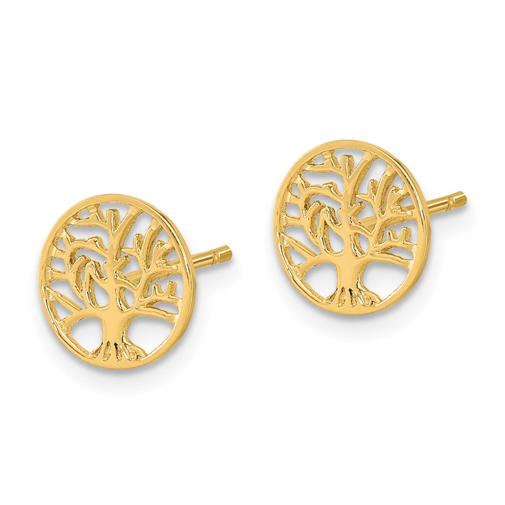 14K Gelbgold Ohrstecker mit rundem Baum-Motiv