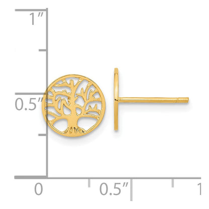 14K Gelbgold Ohrstecker mit rundem Baum-Motiv