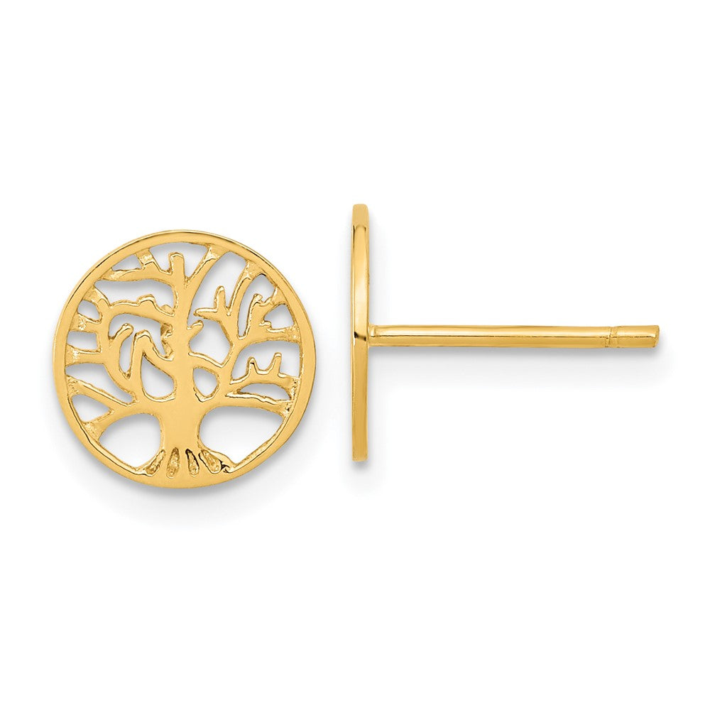 14K Gelbgold Ohrstecker mit rundem Baum-Motiv