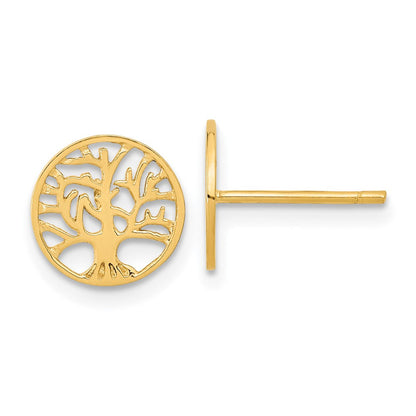 14K Gelbgold Ohrstecker mit rundem Baum-Motiv